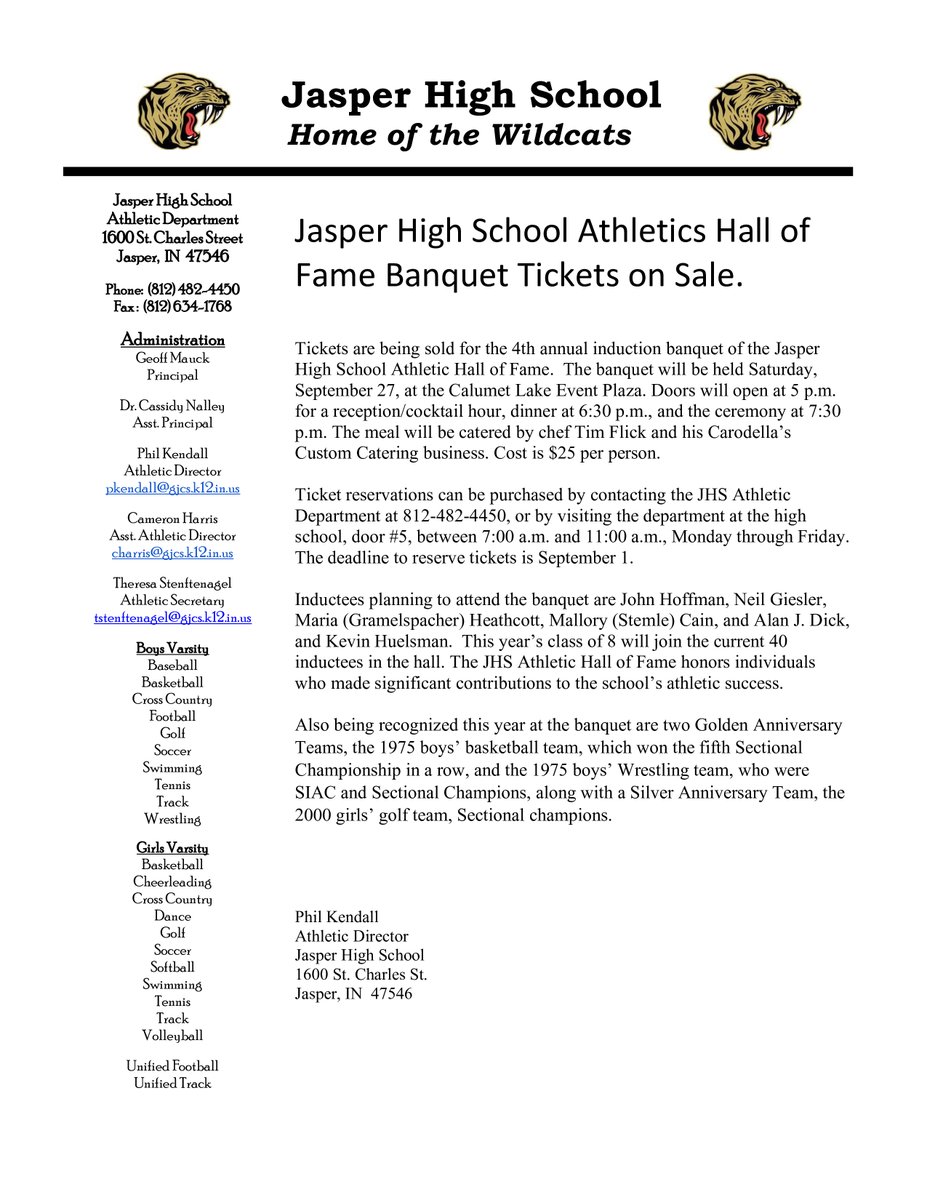 🚨Jasper Athletics Hall of Fame Tickets on Sale🚨
👇