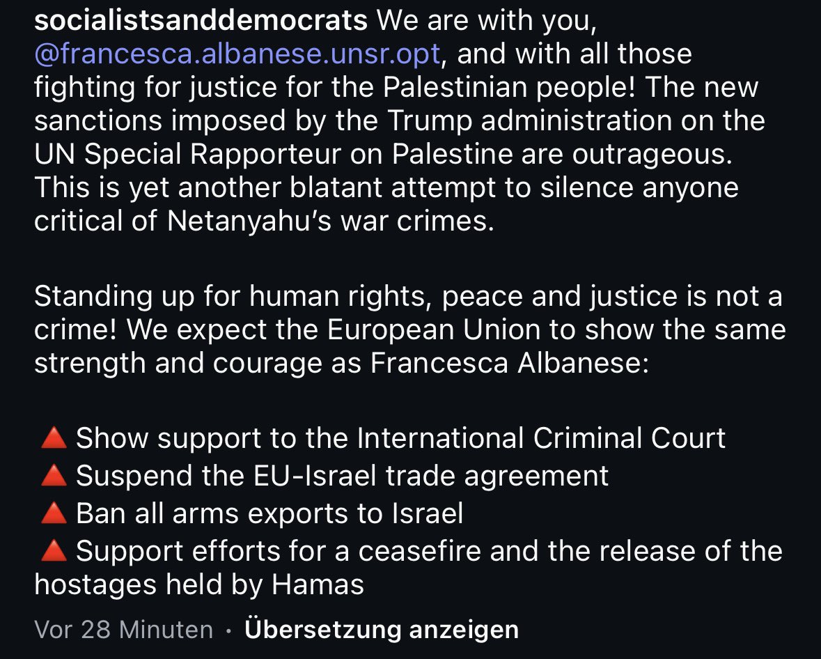 At <a href="/TheProgressives/">S&D Group</a> in the European Parliament, the wildest dreams of BDS and Hamas are coming true. The demands to suspend the Association Agreement with Israel and to ban arms deliveries to Israel are even adorned with red Hamas triangles. I am ashamed as a Social Democrat.