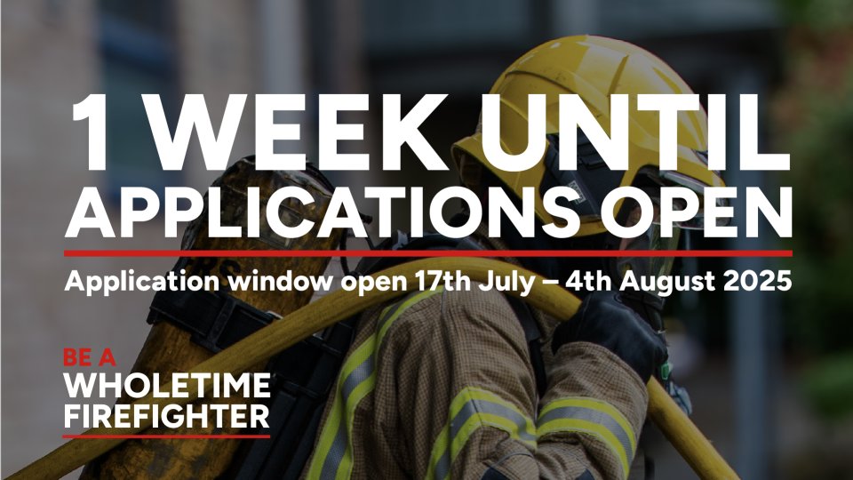 From 17 July 2025 we will be recruiting Wholetime Firefighters. Join our online taster session on the 14th of July to find out if being a firefighter is for you. 👉 hwfire.org.uk/wholetime.
#BeAFirefighter #HWFRS #Herefordshire #Worcestershire #WholetimeRecruitment