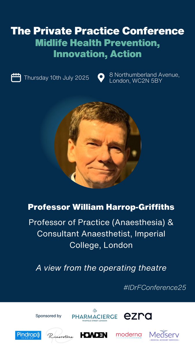 idrf_uk's tweet image. Get "A view from the operating theatre" with Professor William Harrop-Griffiths at #IDrFConference25. Insights from the frontline of healthcare delivery!