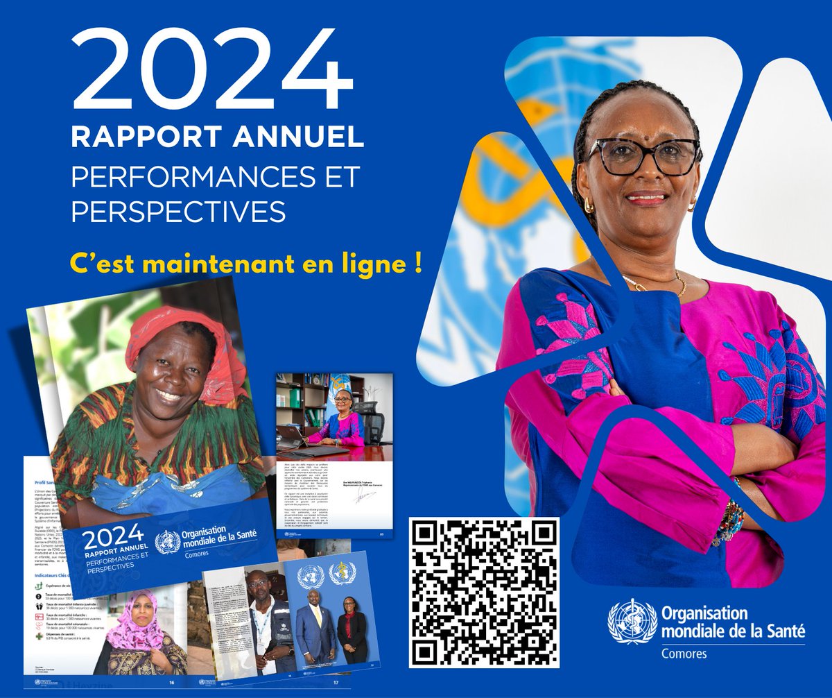 OMS Comores (@omscomores) on Twitter photo Notre Rapport Annuel 2024 est disponible : bit.ly/4lHZt2T 
Zoom sur les progrÚs réalisés pour renforcer le systÚme de santé, répondre aux urgences sanitaires et construire un avenir plus sain. 
Découvrez les résultats, les leçons tirées et les perspectives pour 2025. Notre Rapport Annuel 2024 est disponible : bit.ly/4lHZt2T 
Zoom sur les progrÚs réalisés pour renforcer le systÚme de santé, répondre aux urgences sanitaires et construire un avenir plus sain. 
Découvrez les résultats, les leçons tirées et les perspectives pour 2025.