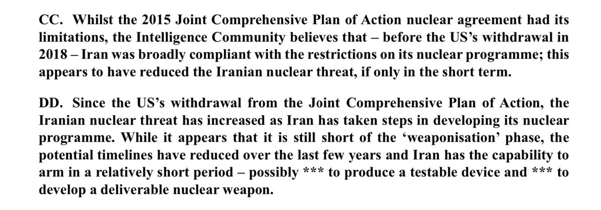 adefty's tweet image. The Intelligence and Security Committee report on Iran was completed before Trump’s re-election but the experience of the previous Trump administration hangs heavily over the report.