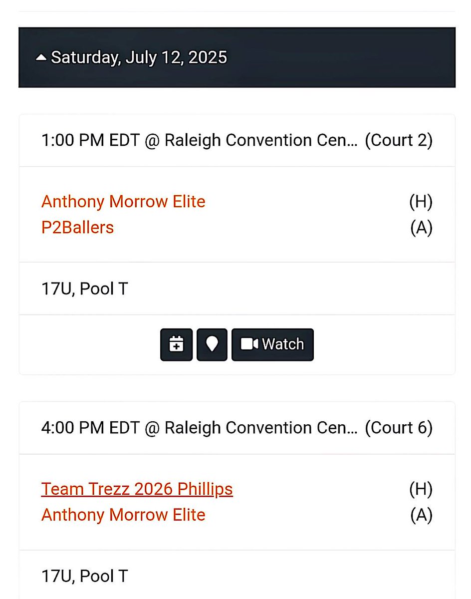 College Coaches you can catch us Saturday 1 and 4 pm at the Raleigh Convention Center.   Court 2 and 6. Some of your most unappreciated college prospects in NC.  Good academic and character kids who can help your program win ball games