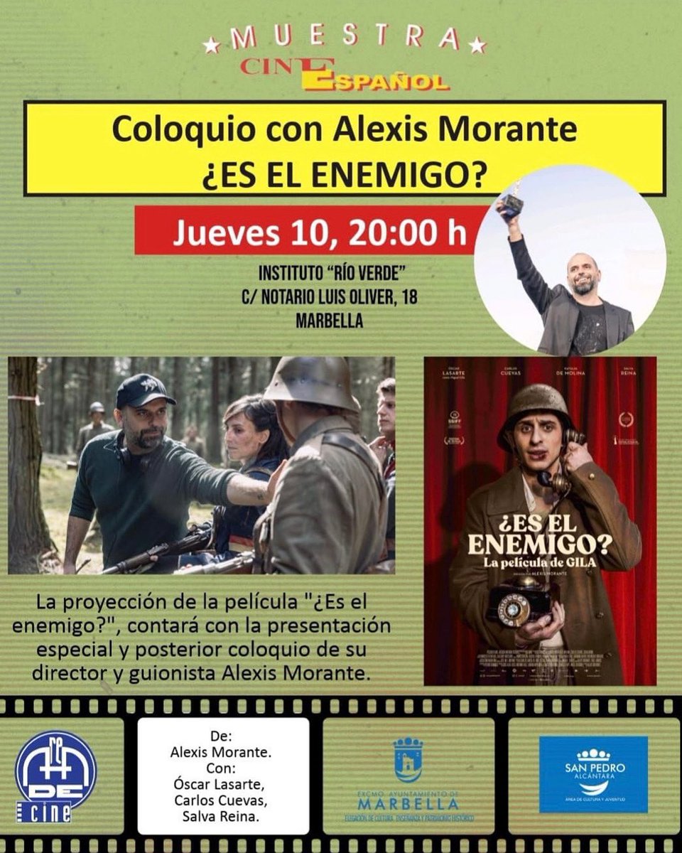 Pecado Films (@pecadofilms) on Twitter photo Hoy se proyecta #EsElEnemigo #LaPeliculaDeGila en la muestra de #CineEspañol de #Marbella, que contará con la presencia y coloquio de nuestro querido <a href="/alexis_morante/">Alexis Morante</a>. Hoy se proyecta #EsElEnemigo #LaPeliculaDeGila en la muestra de #CineEspañol de #Marbella, que contará con la presencia y coloquio de nuestro querido <a href="/alexis_morante/">Alexis Morante</a>.