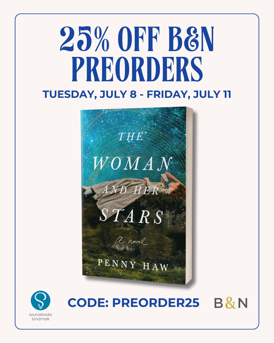 If you'd like to benefit from preordering THE WOMAN AND HER STARS, here's your chance! If you have a B&amp;N Rewards or B&amp;N Premium Membership you can save 25% when you pre-order! 

Use the code PREORDER25 at checkout.

The link is in my bio!