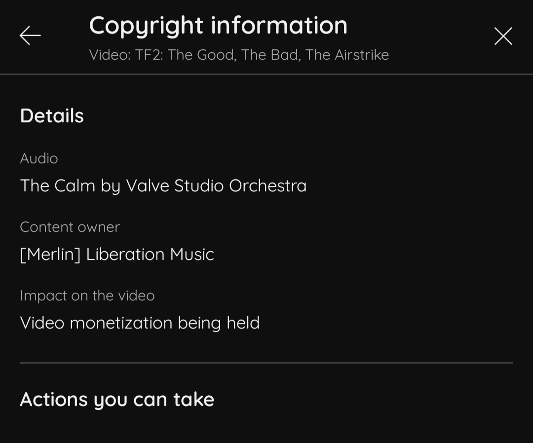 This bastard claim farm is going through my channel and taking revenue from my videos using TF2 music, despite it being legal to use according to valve. If anyone has any advice as to how to deal with this bullshit, I'd really appreciate the help.