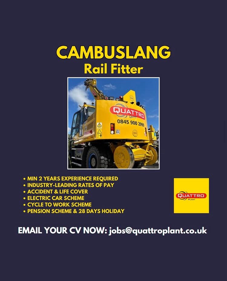 Quattro Plant Hire (@quattro_plant) on Twitter photo π΄σ §σ ’σ ³σ £σ ΄σ Ώ SCOTLAND!π΄σ §σ ’σ ³σ £σ ΄σ Ώ
We have two excellent openings for rail fitters in Cambuslang (nr Glasgow) and our Lockerbie depots. Will consider fitters from civils background. Min 2 years experience required. Apply now! Send your cv to jobs@quattroplant.co.uk
#Quattro #rail #fitters #jobs π΄σ §σ ’σ ³σ £σ ΄σ Ώ SCOTLAND!π΄σ §σ ’σ ³σ £σ ΄σ Ώ
We have two excellent openings for rail fitters in Cambuslang (nr Glasgow) and our Lockerbie depots. Will consider fitters from civils background. Min 2 years experience required. Apply now! Send your cv to jobs@quattroplant.co.uk
#Quattro #rail #fitters #jobs