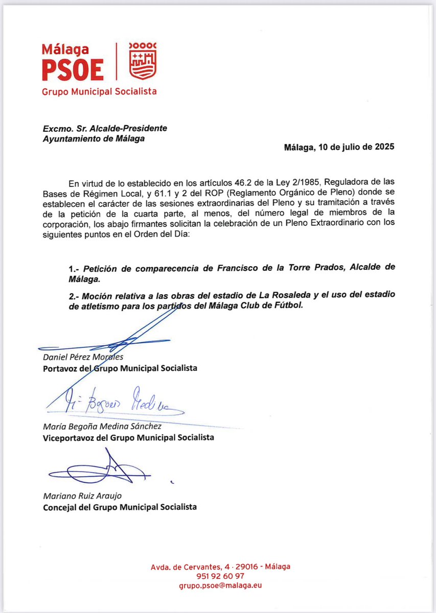 ‼️Convocado PLENO EXTRAORDINARIO del ayuntamiento #Málaga para exigir a <a href="/pacodelatorrep/">Paco de la Torre</a> explicaciones urgente sobre el futuro del <a href="/MalagaCF/">Málaga CF</a>. 

🏗️El estadio provisional, de atletismo, pasará de 26.000 localidades a solo 12.500. Más de la mitad de los socios se quedarán fuera.