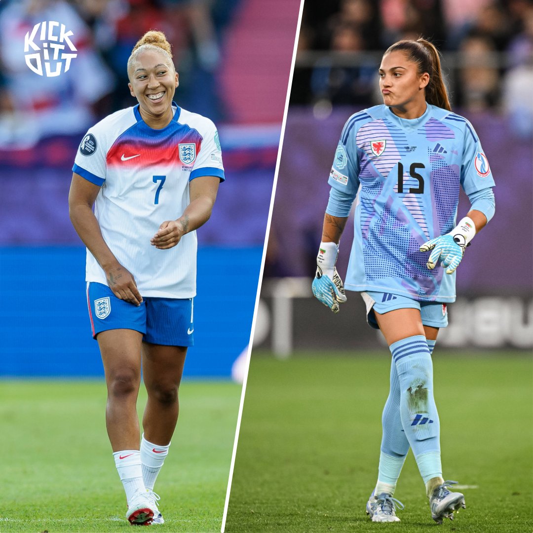 kickitout's tweet image. History made on the Euro 2025 stage 🔥
England forward Lauren James became the second Lioness to score a brace at both the Women's World Cup and Euros. Wales goalkeeper Safia Middleton-Patel became the first British woman of South Asian heritage to play at a Euros tournament.…