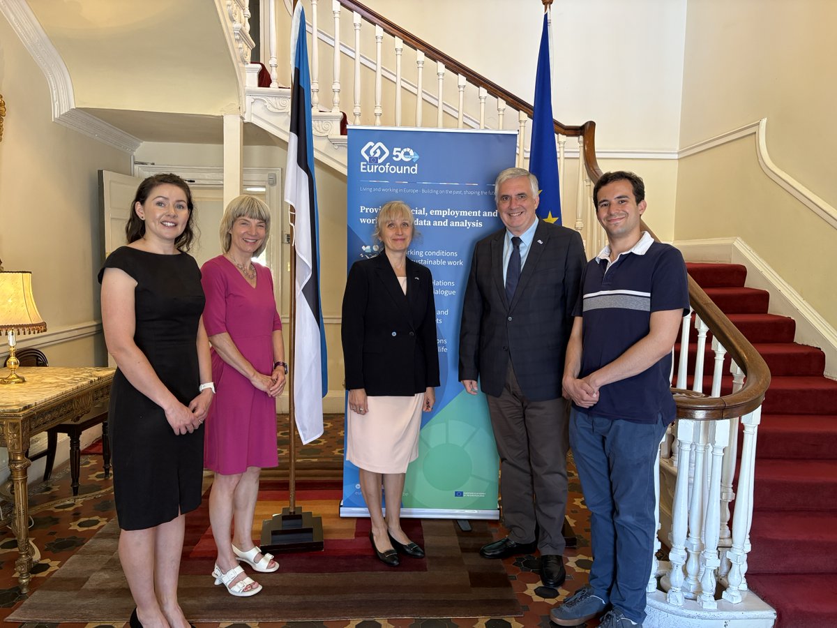 eurofound's tweet image. 🤝 Delighted to welcome H.E. @KairiKunka, Ambassador of Estonia to Ireland, to our office today.
During the visit, we outlined our current research findings and priorities, with a spotlight on #workingconditions and housing, drawing on Estonian examples and EU comparisons.