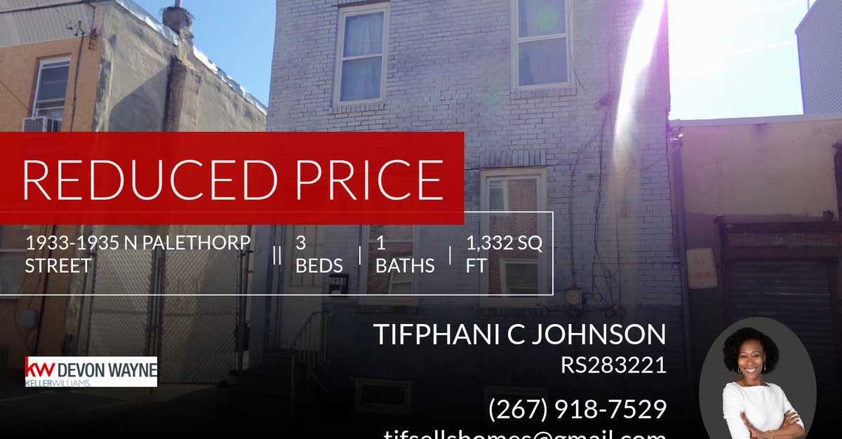 Tifsells's tweet photo. 📍 Reduced Price 📍 This recently reduced home at 1933-1935 N Palethorp Street in Philadelphia won't last long, so, don't wait to set up a showing! Reach out here or at (267) 918-7529 for more information!

Tifphani C Johnson, Real... https://t.co/AJpialJZUN https://t.co/pBJR9wo9J4