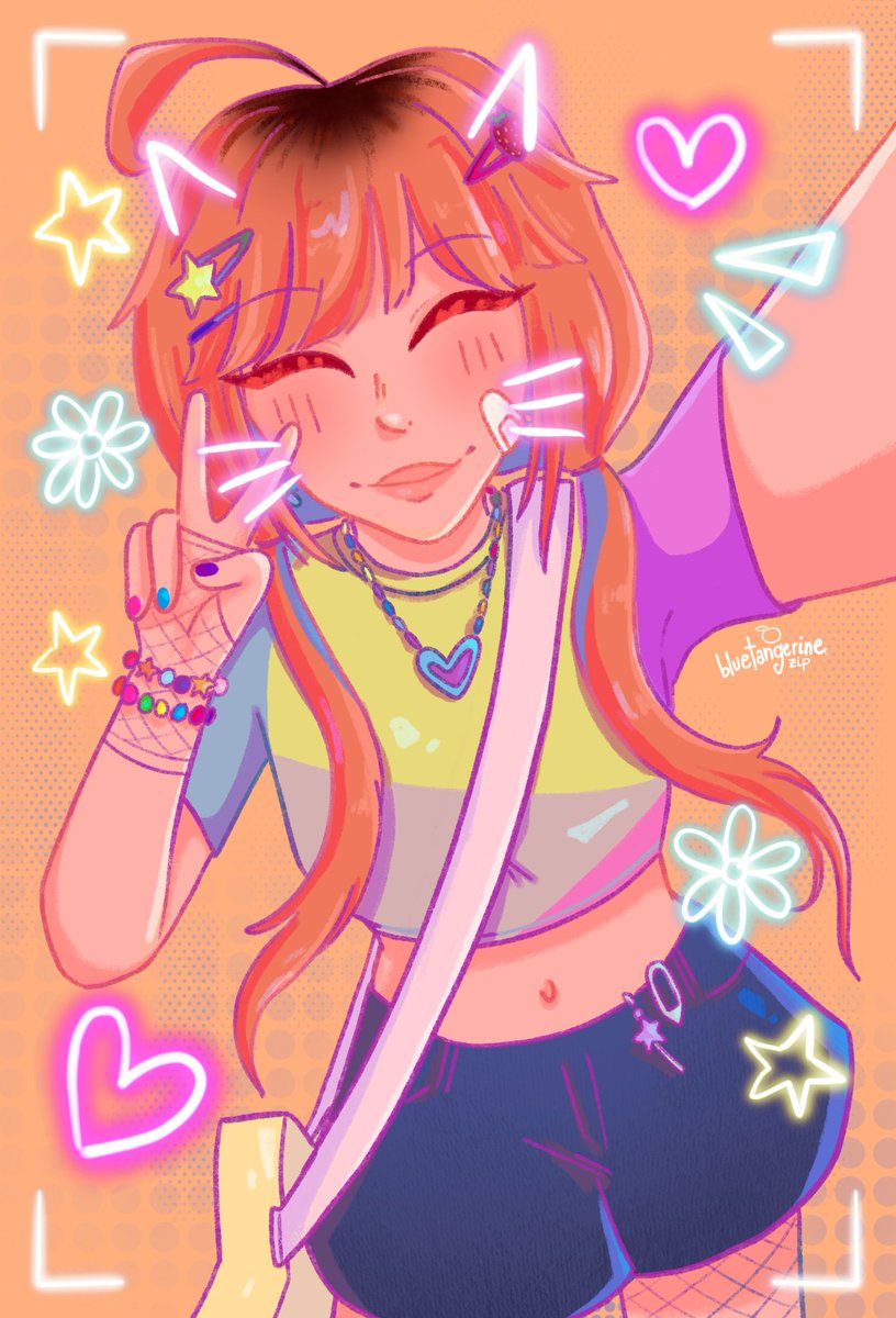 bluetangerinez's tweet photo. Decided to start posting my #artfight attacks here too!!! Meet Pon Mei 🌷 by luuvk ^^ Super fun to draw, I love playing with vibrant colors !! https://t.co/TQdPYT2qL7