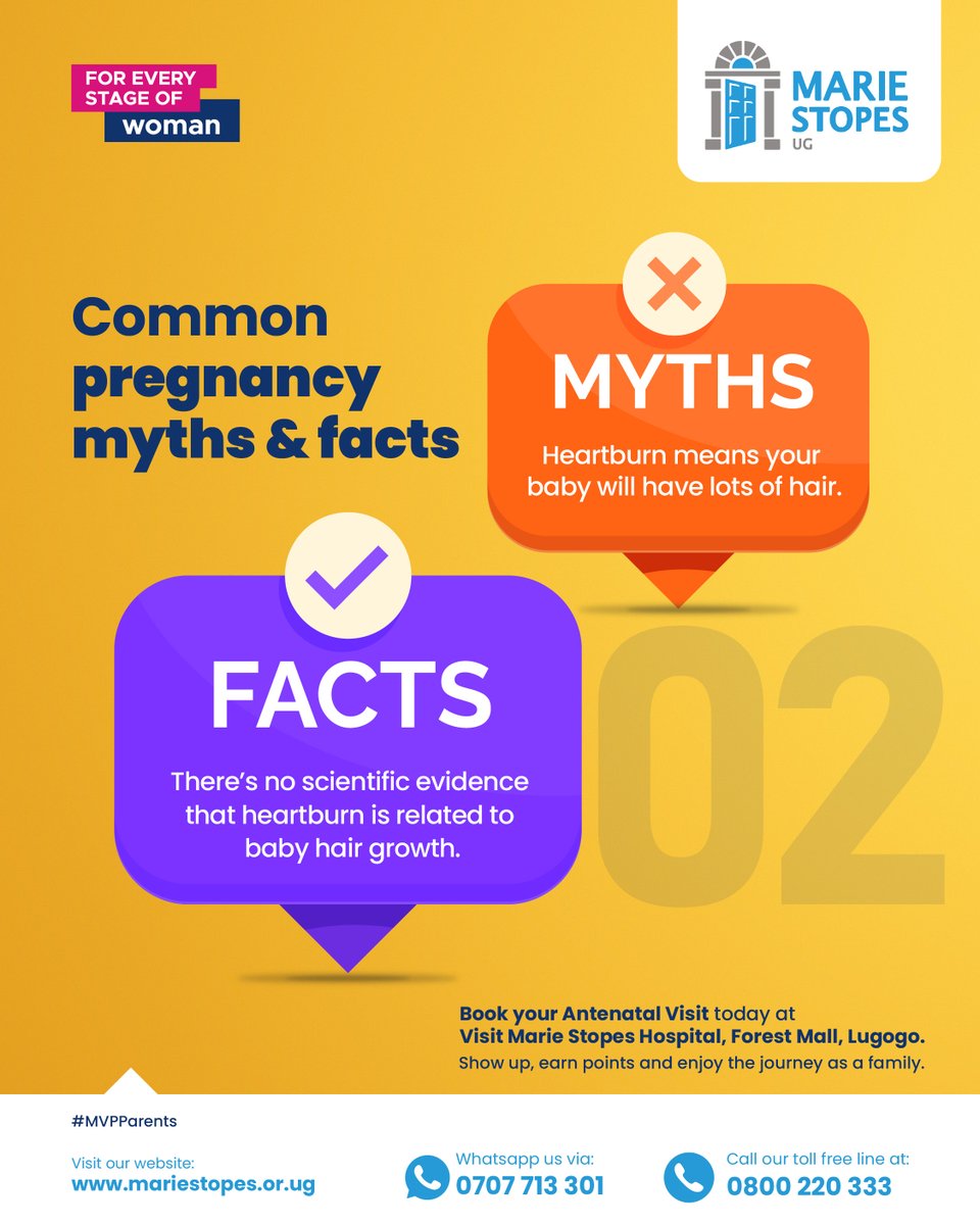 🔍 FACT CHECK!

MYTH: 'Mbu' Heartburn means your baby will have lots of hair.
 FACT: There's no scientific evidence linking heartburn to baby hair growth.

Pregnancy comes with many questions—make sure you get the right answers. ✅

Book your Antenatal Visit today!
Call: 0800 220
