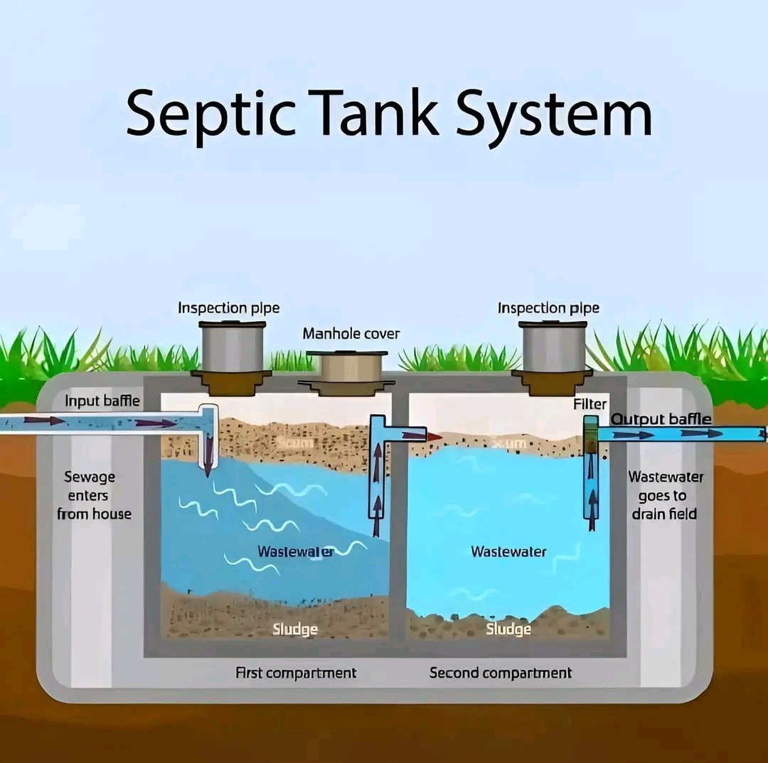 How a Septic Tank System Works 🏡
A septic tank system treats wastewater from your home by separating solids and liquids. Solids settle as sludge, while the liquid flows into a drain field for further filtration.