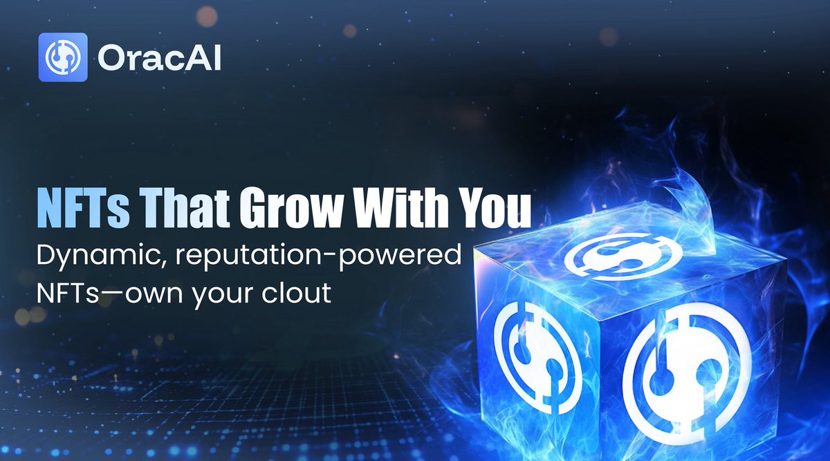 OracAIOfficial's tweet image. 🧬 Dynamic NFTs. Powered by You.
Static assets are history.
#OracAI mints living NFTs—real-time reflections of your social activity, reputation, and on-chain identity.
Your influence evolves. So does your NFT.
🚀 Real utility. Real growth.
#NFT #SocialFi