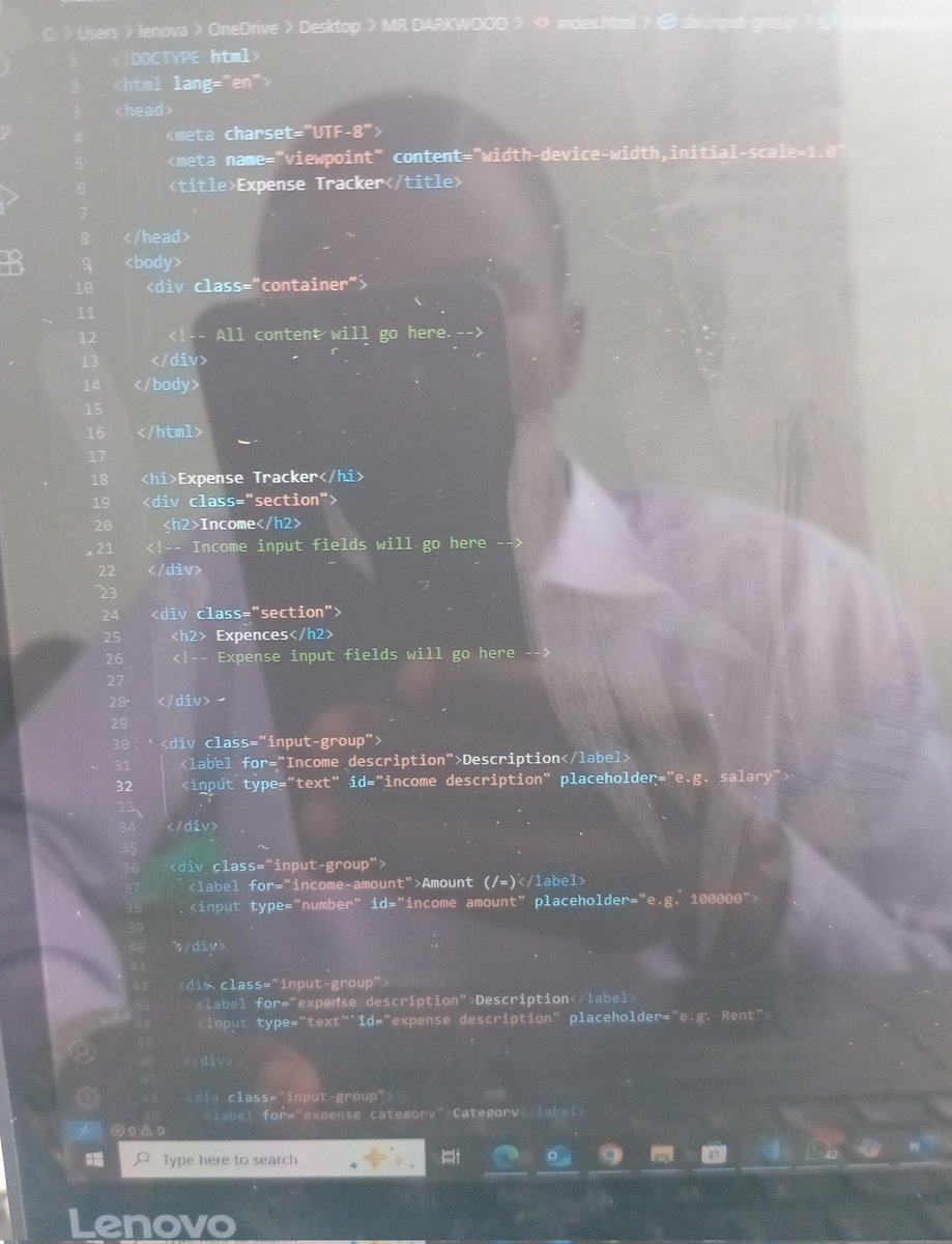 nondi_11732's tweet image. Currently building an expense tracker from scratch while sharpening my HTML, CSS &amp;amp; JavaScript skills. Loving the grind and every bug along the way. #100DaysOfCode #DevJourney #FrontendLearning