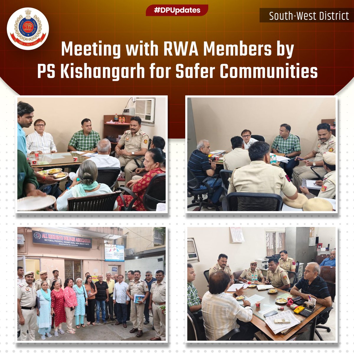 DCP South West District (@dcp_southwest) on Twitter photo 👮🏻♂️ Staff of PS Kishangarh held a meeting with RWA members of B & C Block, Vasant Kunj to discuss safety, strengthen community engagement & enhance police-public coordination.
Residents were encouraged to stay alert & report any suspicious activity.
<a href="/CPDelhi/">CP Delhi #DilKiPolice</a>
#DPUpdates 👮🏻♂️ Staff of PS Kishangarh held a meeting with RWA members of B & C Block, Vasant Kunj to discuss safety, strengthen community engagement & enhance police-public coordination.
Residents were encouraged to stay alert & report any suspicious activity.
<a href="/CPDelhi/">CP Delhi #DilKiPolice</a>
#DPUpdates