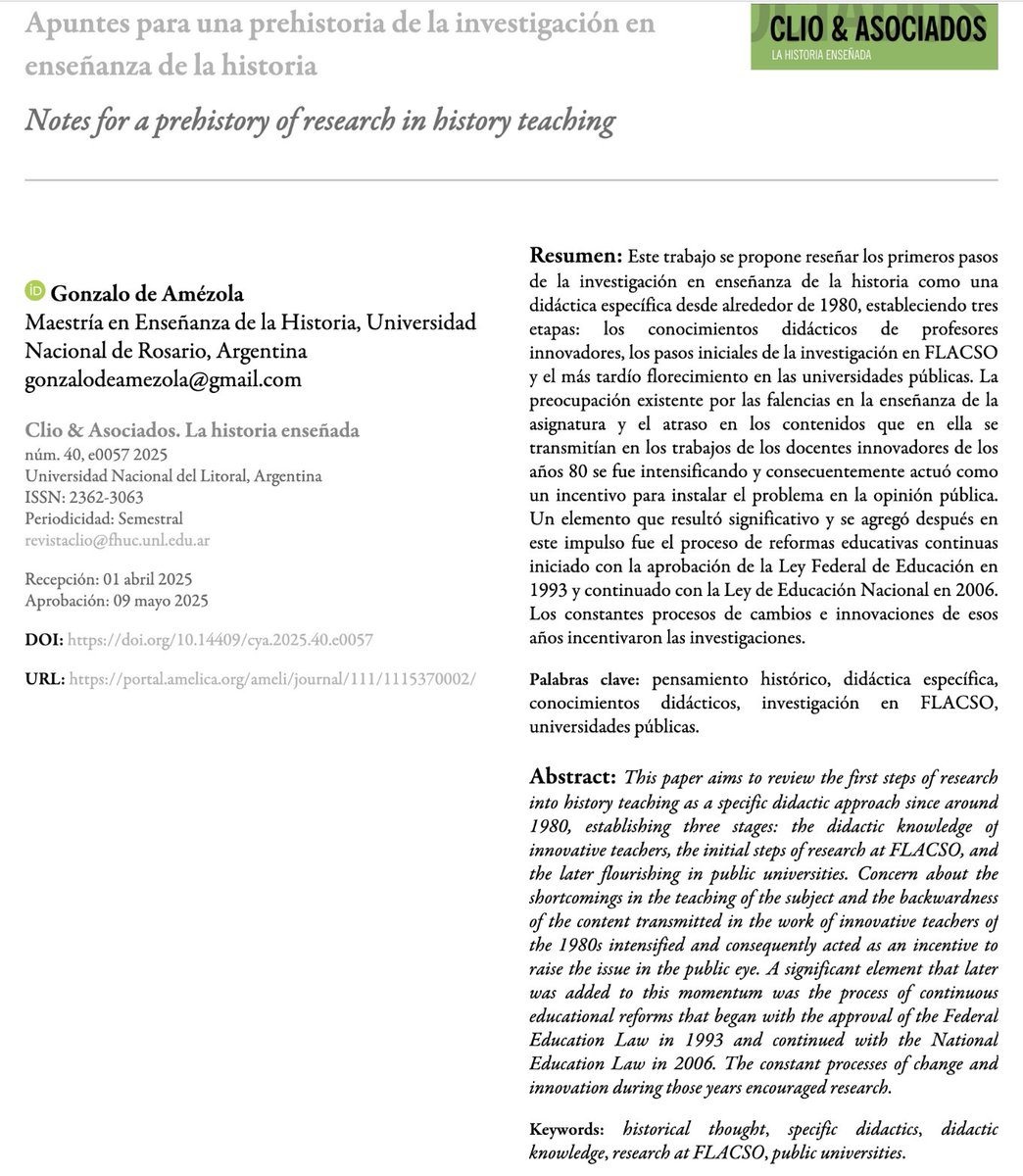 Christopher Martell (@chriscmartell) on Twitter photo New pub! Chilean researchers found history lessons with "excessive focus on heuristics (process historians use) may inhibit discussion of historical interpretations/controversies, resulting in more skillful but not necessarily more democratic students." bibliotecavirtual.unl.edu.ar/publicaciones/… New pub! Chilean researchers found history lessons with "excessive focus on heuristics (process historians use) may inhibit discussion of historical interpretations/controversies, resulting in more skillful but not necessarily more democratic students." bibliotecavirtual.unl.edu.ar/publicaciones/…