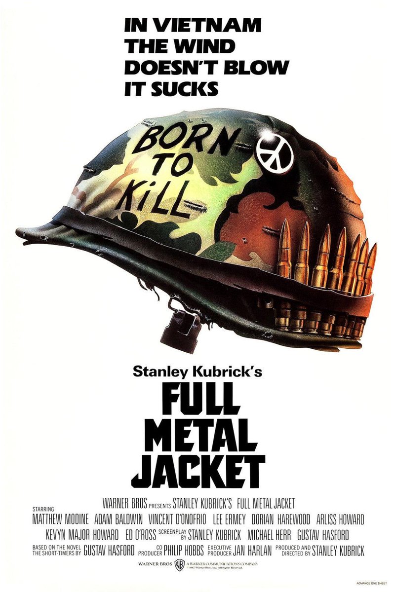 "Full Metal Jacket" debuted in theatres today in 1987. The film stars Matthew Modine, R. Lee Ermey, Vincent D'Onofrio and Adam Baldwin. #80s