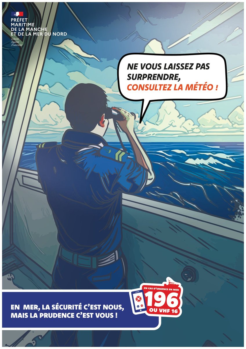 Préfecture maritime Manche et mer du Nord (@premarmanche) on Twitter photo Avant de prendre la mer, préparez votre sortie et consultez toujours les prévisions météo locales 🌊
☁ Rendez-vous :
➡ sur meteofrance.com pour les prévisions météo
➡ sur bit.ly/3YuDEM2 pour consulter le guide marine de <a href="/meteofrance/">Météo-France</a> Avant de prendre la mer, préparez votre sortie et consultez toujours les prévisions météo locales 🌊
☁ Rendez-vous :
➡ sur meteofrance.com pour les prévisions météo
➡ sur bit.ly/3YuDEM2 pour consulter le guide marine de <a href="/meteofrance/">Météo-France</a>