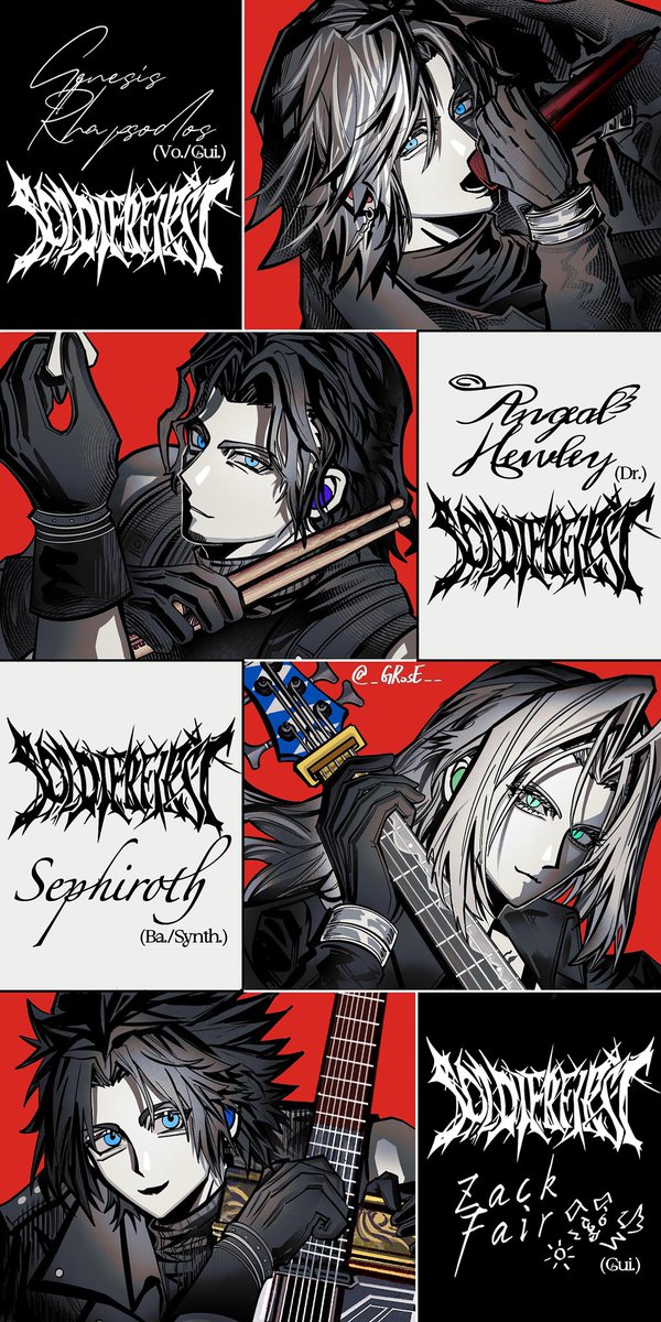 dqhpcyz's tweet photo. 🤘🏻1ST Metal Band AU

#FF7 #CrisisCore
#GenesisRhapsodos #AngealHewley #Sephiroth #ZackFair https://t.co/RwoGw6y4Av