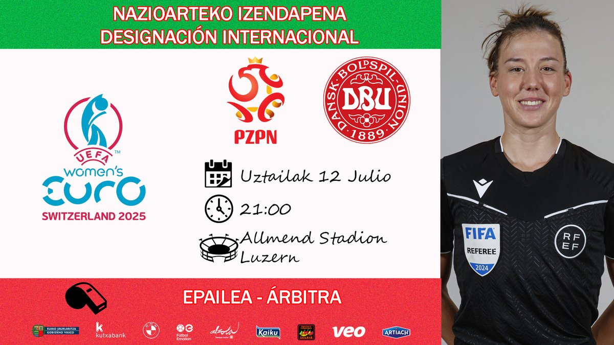 🏅NAZIOARTEKO IZENDAPENA🏅

-𝐎𝐥𝐚𝐭𝐳 𝐑𝐢𝐯𝐞𝐫𝐚 𝐎𝐥𝐦𝐞𝐝𝐨

🗓️2025/7/12
🏆Eurokopa
🆚 <a href="/pzpn_pl/">PZPN</a> - <a href="/dbulandshold/">Fodboldlandsholdene 🇩🇰</a> 
⌚21:00

#BatzenGaituelako