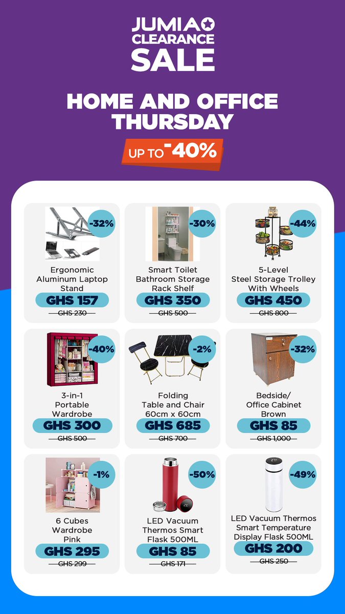 Enjoy up to 40% OFF on everything from laptop stands to smart flasks, yes! even that 5 level storage trolley. Give your space a budget-friendly glow up today!                                                             

shop here>>>>>>>bit.ly/40MAfZ8