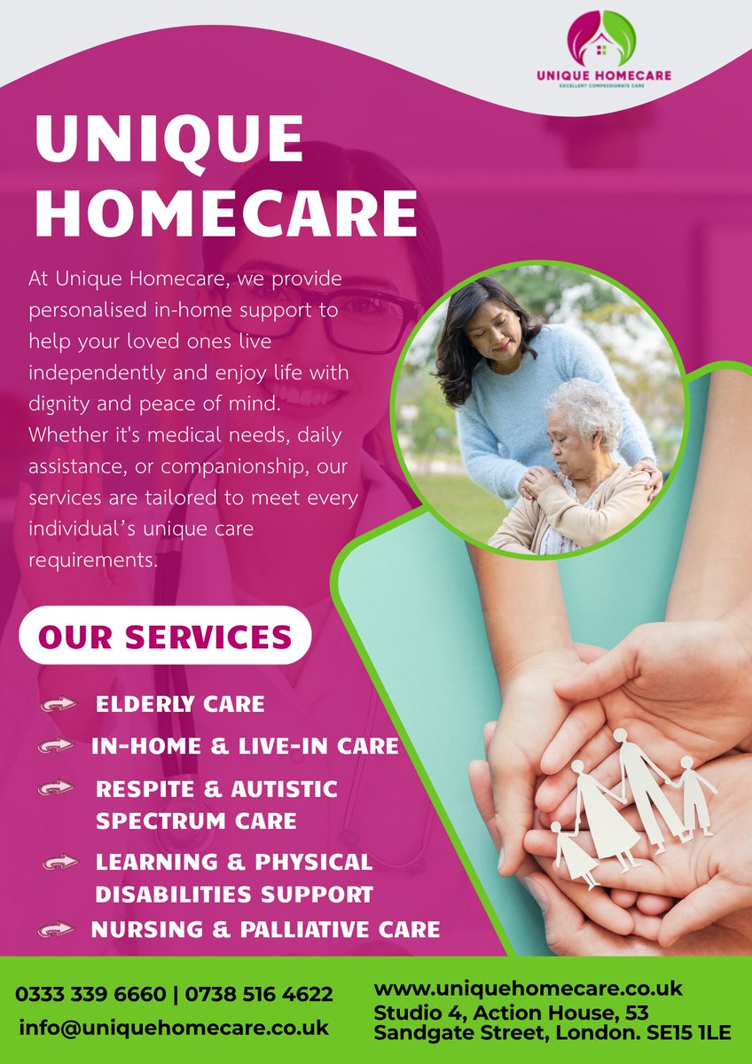 unique_hhc's tweet photo. Welcome to Unique Homecare! 💜
We provide in-home care that’s compassionate, personal &amp; tailored to your loved one’s needs.
From elderly care to complex support, we’re here to help.
📞 0333 339 6660
🌐 https://t.co/qblqrUd0xl
#HomeCare #UKCare https://t.co/K6Zci33vsc