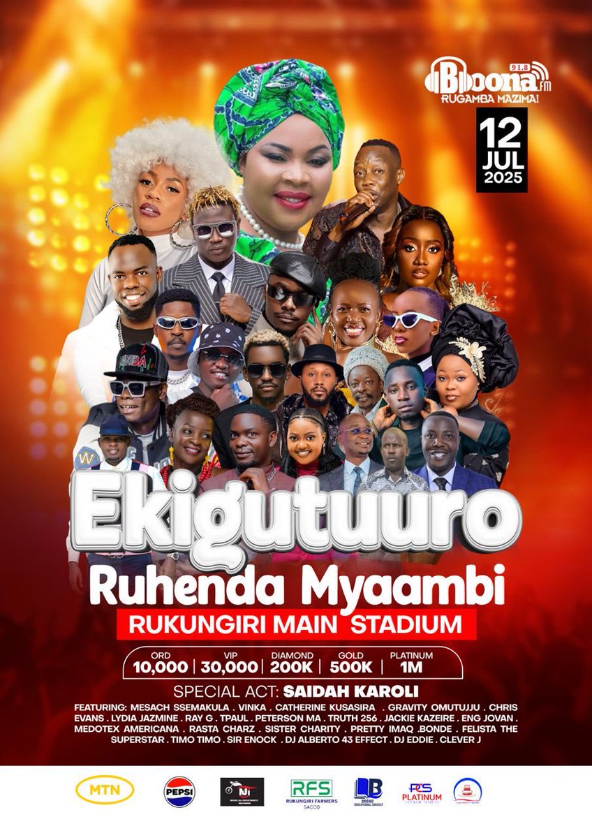 We are counting down to the unforgettable media event of the year as <a href="/BoonaFm/">91.8 Boona FM</a> celebrates its 8 years anniversary of giving you nonstop entertainment. Join us at Rukungiri Main Stadium this Saturday 12th July.
#EkigutuuroKyaBoonaFm25