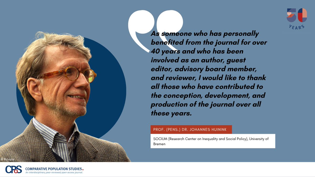 Comparative Population Studies (@cpos_journal) on Twitter photo Johannes Huinink shares his experinces with <a href="/cpos_journal/">Comparative Population Studies</a> and its predecessor from over 4 decades, highlighting key milestones, scholarly debates, and the importance of making #demographic research more inclusive globally🌍Read his anniversary editorial 👇
comparativepopulationstudies.de/index.php/CPoS… Johannes Huinink shares his experinces with <a href="/cpos_journal/">Comparative Population Studies</a> and its predecessor from over 4 decades, highlighting key milestones, scholarly debates, and the importance of making #demographic research more inclusive globally🌍Read his anniversary editorial 👇
comparativepopulationstudies.de/index.php/CPoS…
