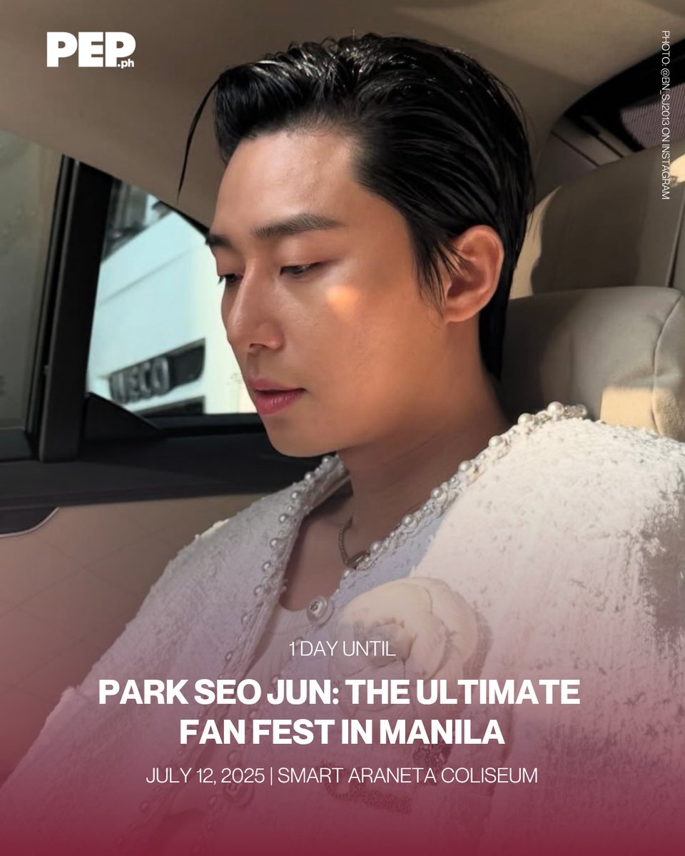 PEPalerts's tweet photo. Park Seo Jun: The Ultimate Fan Fest in Manila is happening tomorrow! 🎉 

Catch the Korean superstar live at the Araneta Coliseum for an unforgettable fanmeet with Century Tuna! 🔥 

#ParkSeoJunInManila #UltimateFanFest #PEPConcertCountdown https://t.co/P9sSE0Geiu
