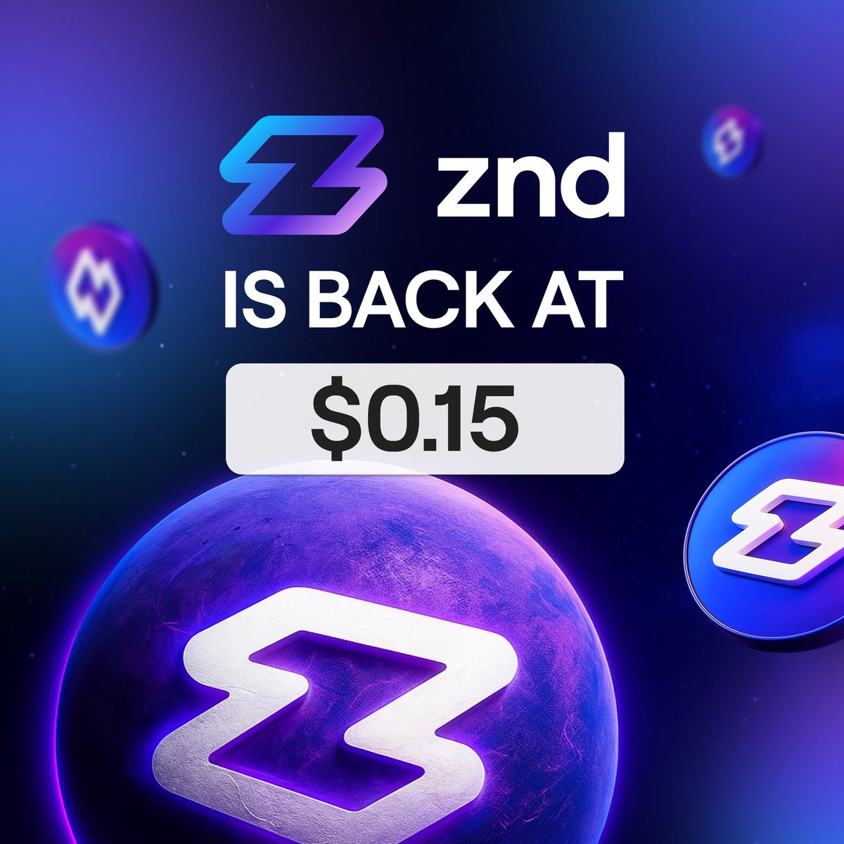 What a day, $ZND is back at $0.15 🚀✨