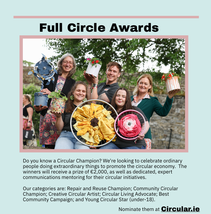 DLRPPN's tweet image. Full Circle Awards, recognising everyday heroes who are making extraordinary efforts across Ireland&apos;s circular economy. With prizes of €2,000, these awards will help winners scale their circular initiatives and inspire community action nationwide.  dlrppn.ie/full-circle-aw…