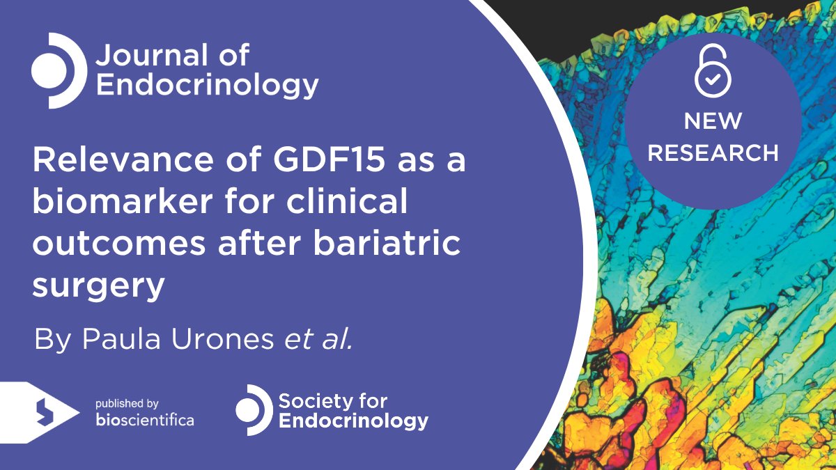JEndocrinology's tweet image. 🆕Paula Urones @CICAUDC et al. investigate changes in circulating GDF15 levels in #Obesity and after bariatric surgery. Their research provides insight into the relevance of GDF15 as a biomarker for clinical outcomes.
🔗Read the article #OpenAccess: doi.org/10.1530/JOE-25…