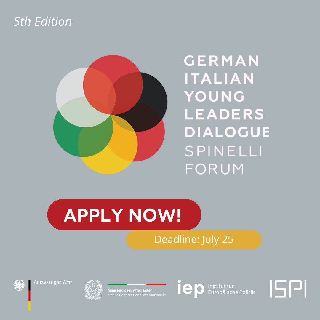 ispionline's tweet photo. 🇮🇹🤝🇩🇪 The 5th German-Italian Young Leaders Dialogue #GIYLD #SpinelliForum is back!
@AuswaertigesAmt , @ItalyMFA , @IEP_Berlin & @ispionline are bringing together 🇮🇹🇩🇪 young leaders to debate the EU's future and the next chapter in German-Italian relations with experts and policymakers.
📍 Join us in Berlin!
📝 Apply now: https://t.co/JtkGOw1jvh
#SpinelliForum2025 #YouthLeadership #Italy #Germany #EU