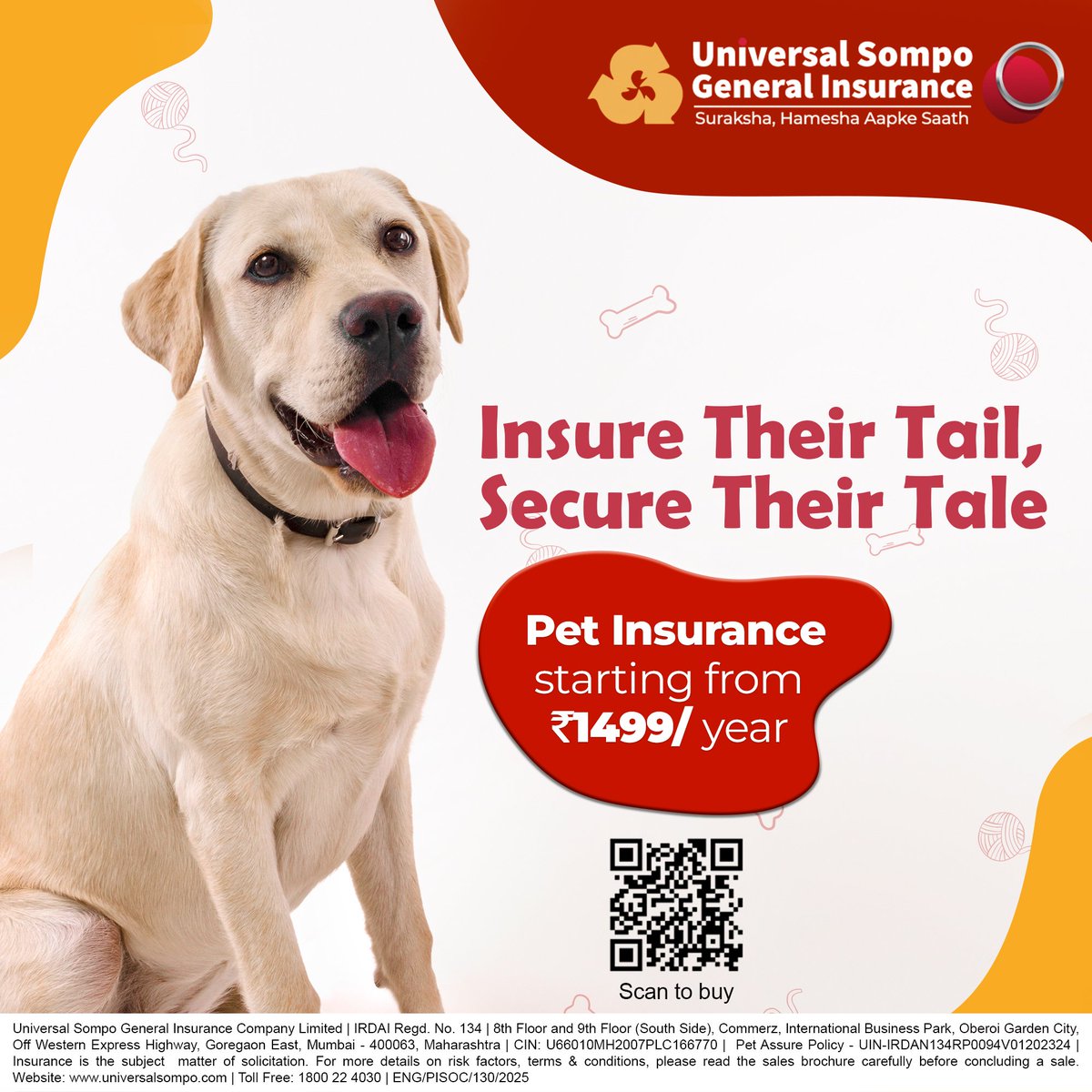 Give your furry friend the care they deserve with Pet Assure, the perfect pet insurance plan.
Plans start from just ₹1499 per annum.

Discover your pet's personalized quote and learn more at - universalsompo.com/petinsurance/

#universalsompo, #ProtectYourPet #PetAssure #PetCare