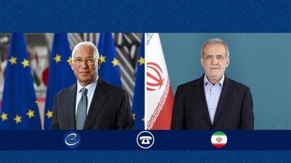 President <a href="/drpezeshkian/">Masoud Pezeshkian</a> and <a href="/eucopresident/">António Costa</a> António Costa had a substantial phone conversation. They discussed the latest regional and international developments, including the recent 12-day imposed war against Iran, and the outlook for relations between Iran and the EU. 1/4