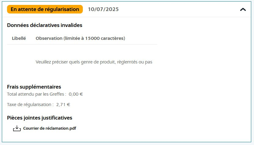 Voici comment le GU de <a href="/INPIFrance/">INPI France</a> se finance: 
Une formalité a l'origine gratuite (immatriculation EI MF/MS), puis un rejet payant.
Tout comme <a href="/CNG_TC/">Conseil National des Greffiers des TC</a>, il n'y a pas de petit profit !

Les entrepreneurs, l'une des vaches à lait de l'état.