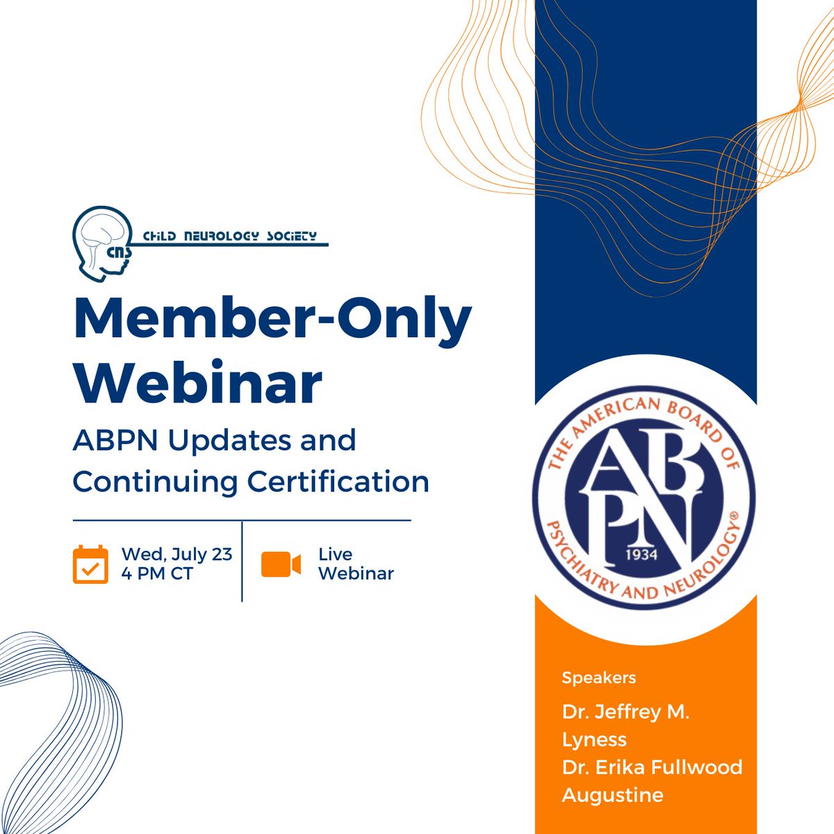 ChildNeuroSoc's tweet image. 📢 CNS members: Save the date!
📅 July 23 | 4PM CST
ABPN gives an update on Continuing Certification + strategic goals. 💬 Includes time for live Q&A.
📲 Register now: ow.ly/r9ou50Wl7zl
