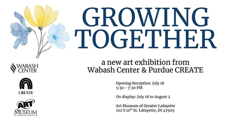 Purdue College of Education (@purdueedu) on Twitter photo Join us for the Growing Together Art Exhibition of artwork created by individuals with disabilities served through <a href="/wabash_center/">Wabash Center</a>'s Day Services program.
Reception: Fri., 7/18 @ 5:30-7:30PM
Art Museum of Greater Lafayette, 102 S. 10th St., Lafayette
On display thru Sat., 8/2 Join us for the Growing Together Art Exhibition of artwork created by individuals with disabilities served through <a href="/wabash_center/">Wabash Center</a>'s Day Services program.
Reception: Fri., 7/18 @ 5:30-7:30PM
Art Museum of Greater Lafayette, 102 S. 10th St., Lafayette
On display thru Sat., 8/2