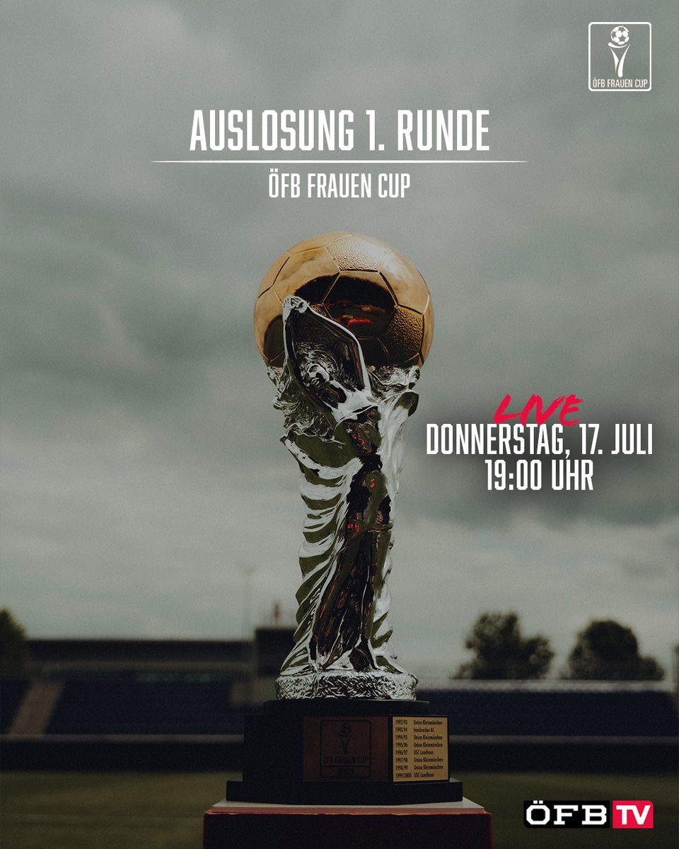 Cup-Auslosung ruuuuft. 📞🫡

Am Donnerstag, den 17. Juli um 19:00 Uhr werden die Paarungen für die 1. Runde live auf ÖFB TV gelost. 👀

Wir sind gespannt wie ein Gummiringerl! 😁
_____
#FrauenCup