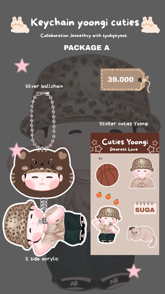 Jeanethvy's tweet photo. ⋆ ྀི🎀༘⋆rt & like are appreciated🎀༘⋆ ྀི

Halo, #madebyJee open pre-order Keychain Acrylic Yoongi 귀여운 Chibi⋆ ྀི @Jeanethvy collaboration with @syubgiryeok7

Price Package A :  39K Dp 25K🧸ྀི
2 items keychain acrylic 2 side, sticker cuties yoongi (free 2 ea photocard cuties chibi yoongi & photocard special moment) special for first pre-order ✮⋆˙

Price Package B  : 28K Dp 20K🧸ྀི
keychain acrylic 2 side cutie yoongi (free 2 ea photocard cuties chibi yoongi & photocard special moment) special for first pre-order ✮⋆˙

(limited order)
Link pre-order : https://t.co/thsGuaj2P5

♡Dom Jakarta & Bekasi Indonesia

Dm  @madebyJejee for the international moots orders (with minimum order requirements) Close pre-order sampai full💗

DM @madebyJejee for more info Thank you luv🫶🏻