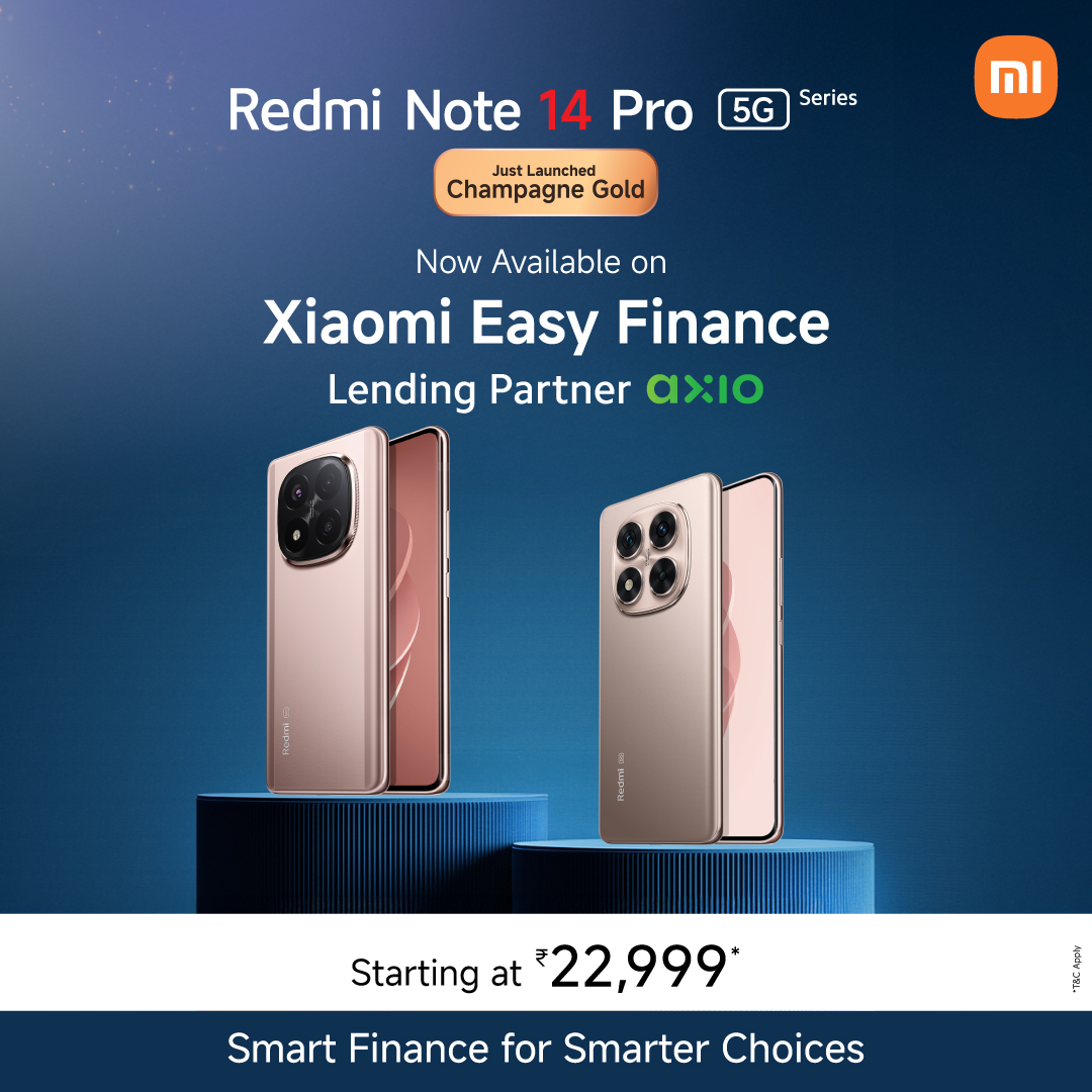RedmiIndia's tweet image. Golden elegance, now easier to own!
Redmi Note 14 Pro 5G series in Champagne Gold now available on Xiaomi Easy Finance.
Stylish decisions, smart payments.