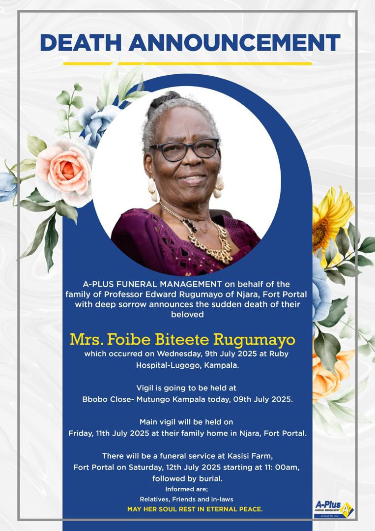 NyakasuraLeague's tweet image. We condole with the family of Professor Edward Rugumayo Alumnus @NyakasuraSchool , former Chairman Board of Governors of the School and SC Rugumayo family upon the demise of their beloved Mrs. Foibe B. Rugumayo. May the Lord comfort you and may her soul rest in eternal peace🙏 🕊️