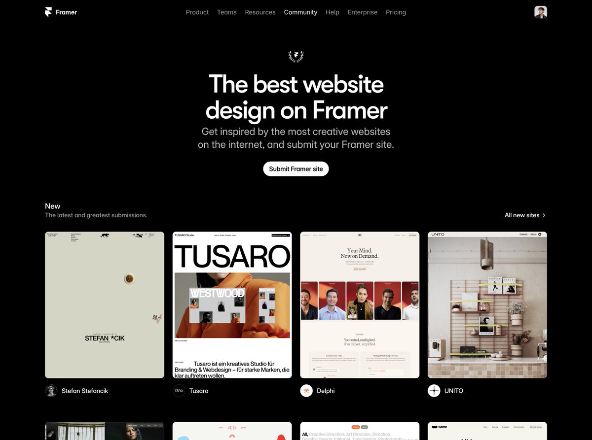 This made me so happy <a href="/framer/">Framer</a> 🫶 I randomly opened the Framer Gallery to find my portfolio stefanstefancik.com featured as the newest pick of The best Framer sites! I'm both humbled and grateful 🙏