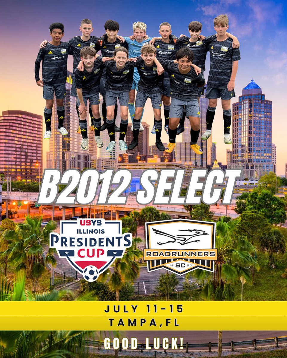 Good luck to B2012 Select as they head to Tampa, Florida 🇺🇸☀️ to compete at the USYS National Presidents Cup 🏆⚽️🔥