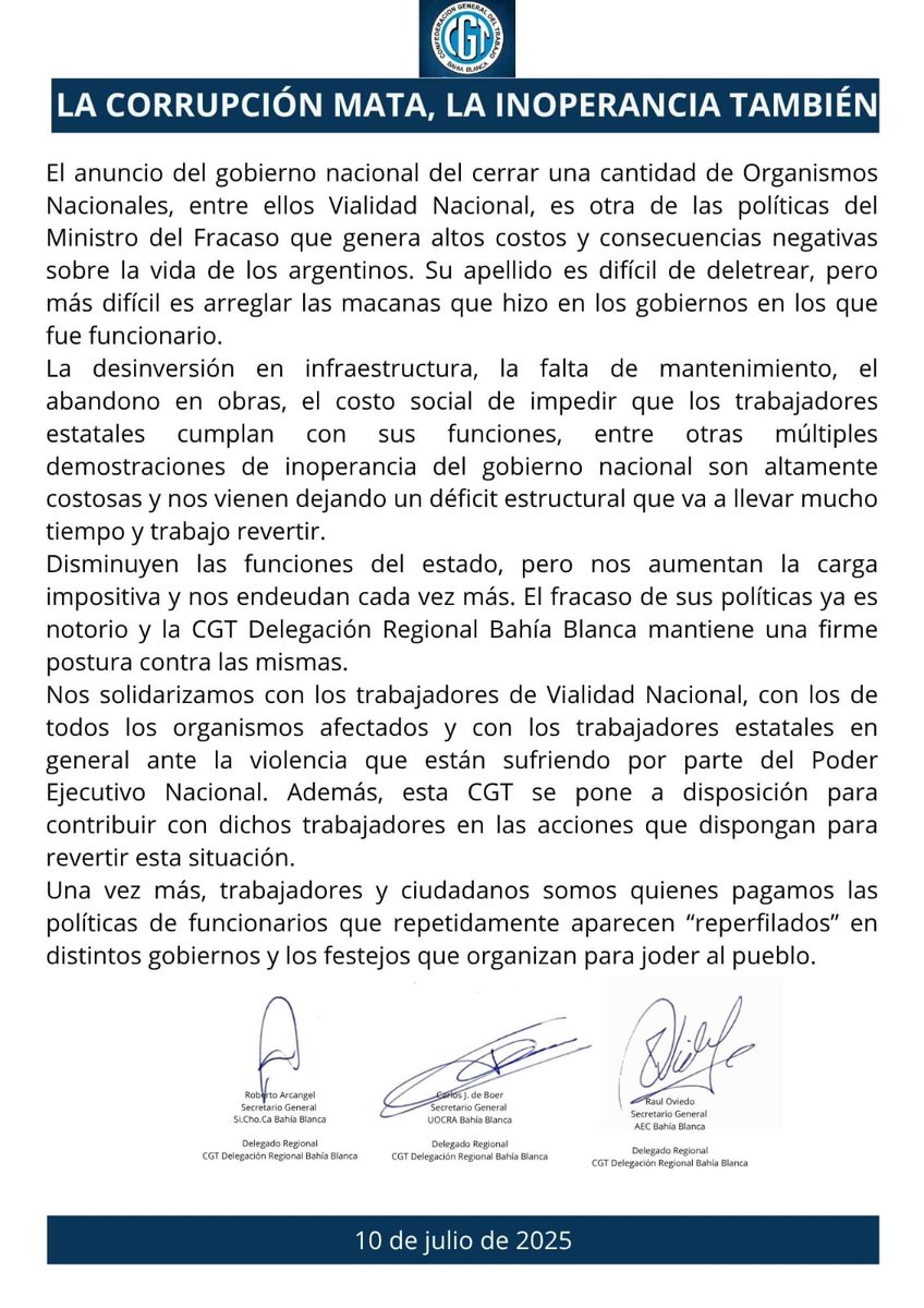 La Corrupción Mata, La Inoperancia También