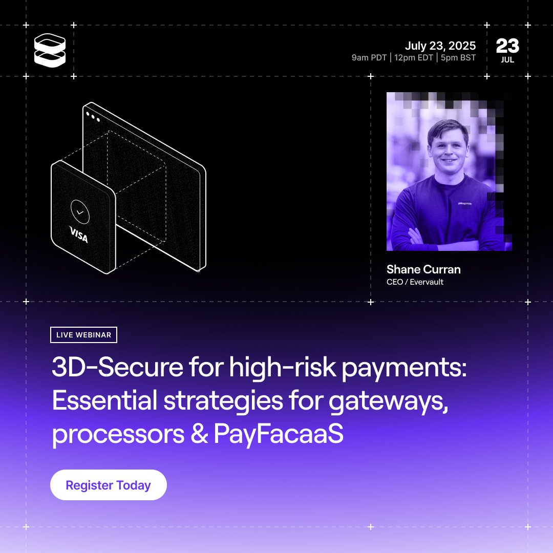 Evervault (@evervault) on Twitter photo Serving high-risk merchants results in a disproportionate amount of chargebacks, customer drop-off, and support tickets—putting revenue and reputation at risk.
Join <a href="/arcurn/">Shane Curran</a> for an exclusive webinar to address these challenges.
Register now --> evervault.com/webinars/3d-se… Serving high-risk merchants results in a disproportionate amount of chargebacks, customer drop-off, and support tickets—putting revenue and reputation at risk.
Join <a href="/arcurn/">Shane Curran</a> for an exclusive webinar to address these challenges.
Register now --> evervault.com/webinars/3d-se…