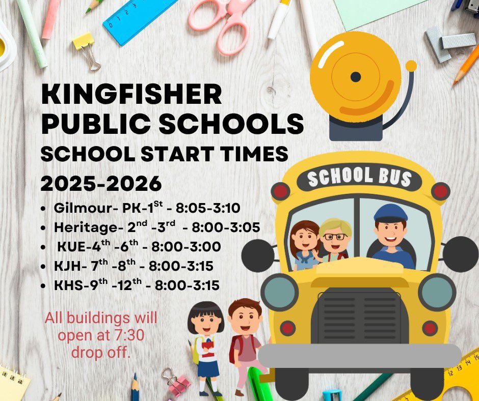 High school students, please note the new start time/end time for this coming school year!