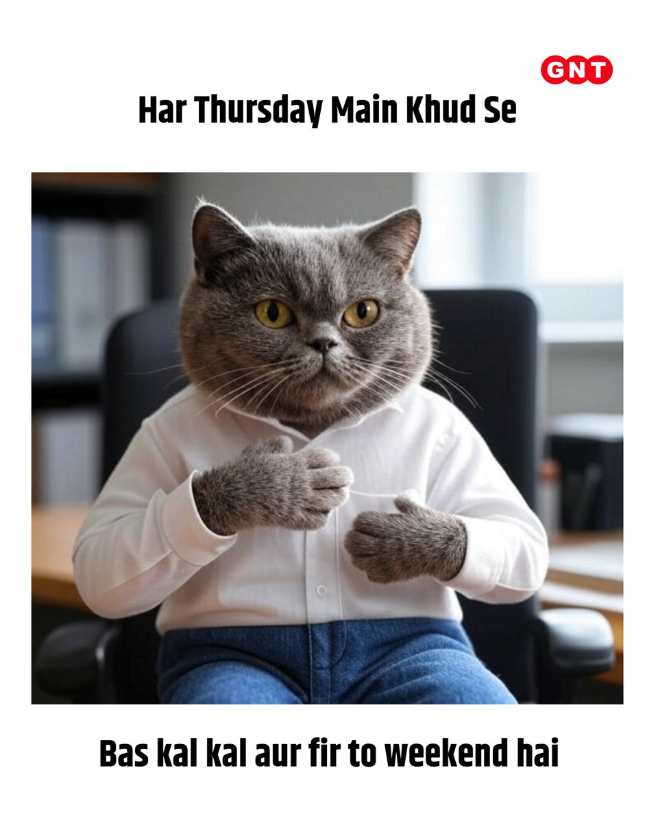 GoodNewsToday's tweet image. Har Thursday Main Khud se
.
.
Bas kal kal aur fir to weekend hai...
.
.

#corporatememes #officememes #corporatejokes #officejokes #corporatelife #Chai #Tea
#officelife #corporate #Worklife #weekendmeme #officememe #GNTmeme

[ GNT Meme, Corporate Life, Corporate Meme ]